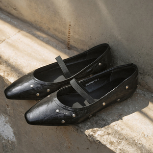 WETKISS OEM <span class=keywords><strong>Ballerine</strong></span> Vintage Punk con Rivetti Mary Jane in Morbida Pelle da Donna, Scarpe Basse con <span class=keywords><strong>Punta</strong></span> Quadrata, Eleganti Scarpe con <span class=keywords><strong>Borchie</strong></span> Stile Bambola - Product Image 3