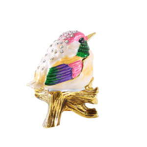 Boîte à bijoux décorative <span class=keywords><strong>de</strong></span> petite taille en gros, boîte à bijoux en émail peinte à la main, oiseau chanteur pour le rangement ou la remise <span class=keywords><strong>de</strong></span> cadeaux, ornements en métal - Product Image 5