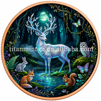 Médaille commémorative en cuivre pur 999, 1 oz, 40 mm, haute définition, impression couleur UV, beautés fantastiques et faune, objet de collection souvenir