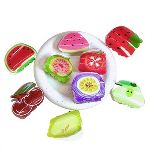 Pince à cheveux créative en cristal motif légumes et fruits pour femmes et enfants, design de petite pince exquise pour <span class=keywords><strong>coiffure</strong></span> mi-attachée, cadeau - Product Image 1