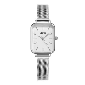Petite montre carrée pour femme, style simple, ultra-fine, à quartz, en acier inoxydable, étanche, avec bracelet en maille. - Product Image 6