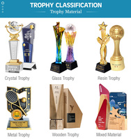 Trophée de cristal brillant en gros et récompense personnaliser la couleur noire du logo pour le trophée de cristal