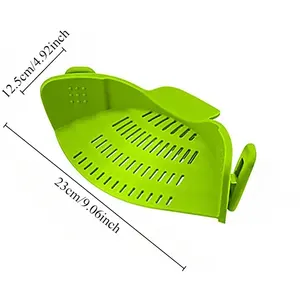 Colador de cocina de silicona con clip para escurrir, para tazones, embudo, para lavar arroz, pasta y verduras, colador para drenar el exceso de líquido, universal - Product Image 2