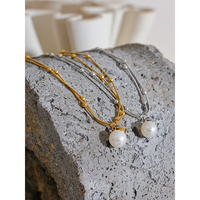 JINYOU-Collier de perles rondes en acier inoxydable pour femmes, bijoux coréens en or et argent, pendentif élégant, 2540