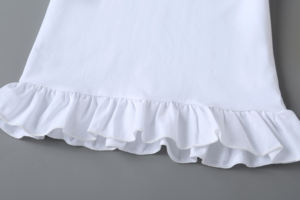 OEM Factory personalizzato tinta unita <span class=keywords><strong>volant</strong></span> maniche corte ragazza Tee Top Shirt ragazze 100% cotone pianura t-Shirt bianche per i bambini - Product Image 5