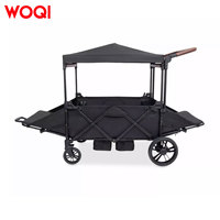 Poussette pliante de luxe WOQI en fer avec 2 toits imperméables, design à 4 roues pour le camping, les activités de plein air et les courses