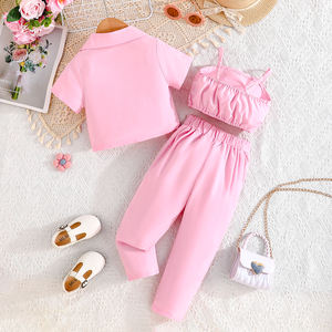 Casual squisito floreale <span class=keywords><strong>per</strong></span> ragazze tre pezzi comodo Top a manica corta con bottoni <span class=keywords><strong>pantaloni</strong></span> <span class=keywords><strong>eleganti</strong></span> <span class=keywords><strong>per</strong></span> abbigliamento <span class=keywords><strong>per</strong></span> bambini - Product Image 2