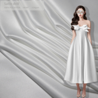 100D * 200D Polyester Recyclé Satin Tissus Blanc De Satin De Soie De Mariée Tissu Pour Fille Jupe Robe