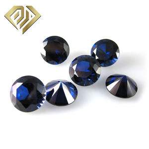Хит продаж, Синий Круглый лабораторный сапфировый синтетический корундовый драгоценный камень 33 #34 # синий сапфир - Product Image 4