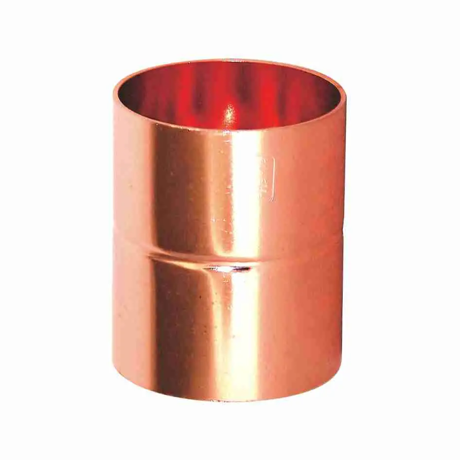 Straight Copper Coupling Fittings With Sweat Ends And Rolled Tube 15mm