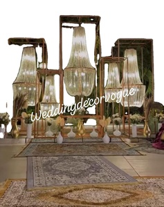Bougeoirs en métal pour passerelle, chandeliers en cristal de luxe pour événement de mariage, belle décoration pour réception, événement et passerelle - Product Image 2