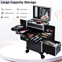 Valise à roulettes professionnelle pour maquilleur, valise à cosmétiques multifonctionnelle, grande valise de rangement à roulettes