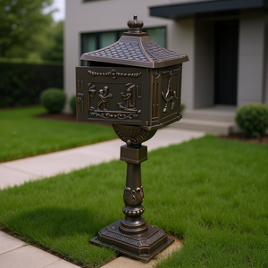 Boîte aux lettres moderne en aluminium moulé Db D0100H7578J, finition bronze, extérieur, antirouille, montage sur piédestal, accès frontal - Product Image 2