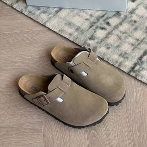 Mules et sabots d'extérieur en cuir véritable et daim pour femme, style <span class=keywords><strong>Birkenstock</strong></span>, avec semelle intérieure en liège amortissante – Idéal pour le dropshipping - Product Image 5