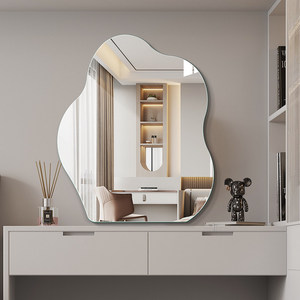 Specchio <span class=keywords><strong>da</strong></span> Bagno Adesivo Senza Cornice a Forma Irregolare Wufuxing, Antiesplosione, con Design a Nuvola per Trucco e Spogliatoio - Product Image 2