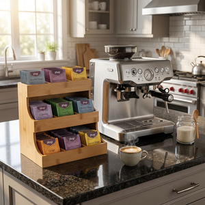 Organisateur de sachets de thé vertical en bambou à 3 niveaux, économiseur d'espace, support pour station à thé, 9 compartiments pour comptoir de cuisine - Product Image 2