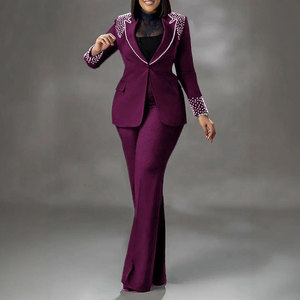 K3332 - Elegante Traje <span class=keywords><strong>Formal</strong></span> de Perlas para <span class=keywords><strong>Mujer</strong></span>, <span class=keywords><strong>Conjunto</strong></span> de Dos Piezas de Alta Calidad con Blazer y Pantalón, <span class=keywords><strong>Conjunto</strong></span> de Blazer Modesto para <span class=keywords><strong>Mujer</strong></span> - Product Image 4