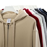 Sweat-shirt à capuche zippé unisexe en molleton épais, mélange de coton tricoté, coupe oversize pour l'hiver