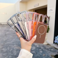 Étui de téléphone magnétique antidérapant avec support de caméra en métal, coque de protection antichoc pour téléphones mobiles pour iPhone 15 Pro Max