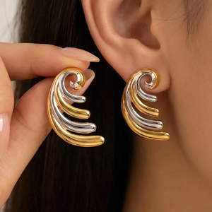 Pendientes Geométricos de Acero Inoxidable 304 con Baño de Oro de 18K, Joyería Elegante para Mujer, para Fiestas y Eventos - Product Image 6