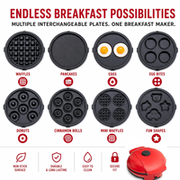 Machine à gaufres multi-plaques détachables et interchangeables CE RoHS CB ETL, pour bretzels, cornets de glace, cupcakes, beignets et autres snacks petit-déjeuner