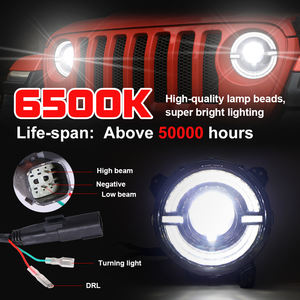 Phare 9 ''Hi/Lo Beam avec Halo Ring Blanc DRL Ambre Clignotants Led Voiture pour Jeep Wrangler JL - Product Image 3