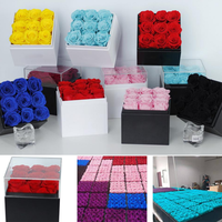 Boîte Cadeau Ronde de Roses Éternelles Faite à la Main, Personnalisable, Plusieurs Styles, Seau de Roses, Cadeau de la Saint-Valentin