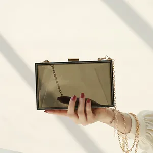 Summer Women Transparent Acrylic Colorful Evening Bag Clear Box Clutch