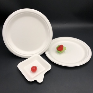 新しく到着した堆肥化可能な食器サトウキビバガスパルプペーパープレート生分解性使い捨て食器セット - Product Image 2