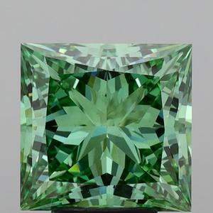 Diamant de laboratoire de taille princesse 2.50 ct: Fancy Dark Green VS1, certifié IGI d'Inde - Product Image 1