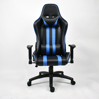 Chaise de bureau pivotante de haute qualité avec support lombaire en cuir bleu, chaise de jeu pour ordinateur PC