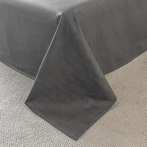 Wholesale 100% Raw Cotton 4-Piece Bed Sheet Set Dark Gray Striped Quilt Cover Printed Pillowcase Breathable Eco-Friendly <strong>Bedding</strong> - Product Image 5
