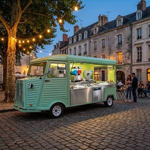 Camion de cuisine mobile vintage avec machine à crème glacée, machine à granita et plaque à glace frite – Solution commerciale - Product Image 1