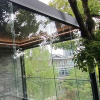 Porte coulissante en verre légère pour cour arrière, cloison coulissante sans cadre en verre