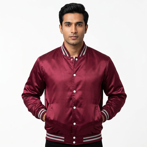 Chaquetas de Béisbol para Estudiantes de Secundaria, Modelo 2024, Chaqueta Varsity Bomber de Satén Verde Seda, Hechas a Medida para Hombre - Product Image 1