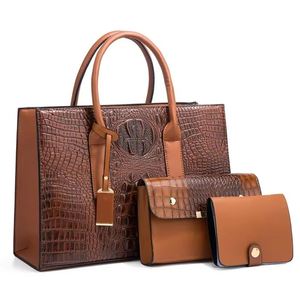 Hot Selling Large Vintage Crocodile Pattern Luxury PU Leather Tote <b>Bag</b> Classic Design Shoulder Strap Handbag for Storage - Product Image 1