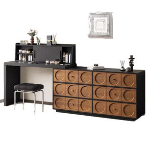 Coiffeuse de style Wabi-Sabi <span class=keywords><strong>avec</strong></span> <span class=keywords><strong>commode</strong></span> intégrée, table de maquillage en bois massif, style crème français d'angle - Product Image 4