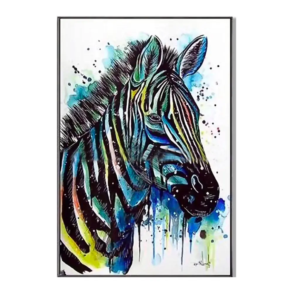 Pop Hand-painted High Quality Color Zebra Oil Painting for Wall Decoration Modern Canvas Art Animal Oil Painting Horse Art