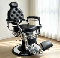 Fauteuil de Barbier Hydraulique Ajustable avec Cadre Chromé Vintage de Qualité Supérieure pour Salon de Coiffure Professionnel (Vente en Gros)