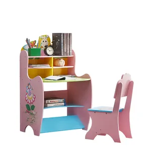 Mesa de estudo infantil, mesa de aprendizado de madeira para crianças