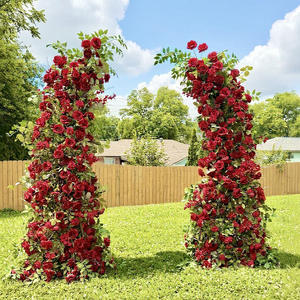 D-HOA051 Wholesale wedding pink horn flower arch artificial <b>purple</b> horn flower arch backdrop rose horn flower arch silk <b>decor</b> - Product Image 4