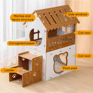الأكثر مبيعًا خزانة قطط خشبية منزل خدوش القط شقة للقطط - Product Image 1