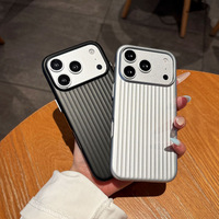 Funda Metálica para Teléfono con Diseño de Maleta para iPhone 17 Pro Max 15, Antigolpes, con Botones Metálicos a Rayas