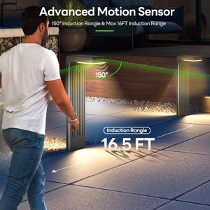 Coxseni Solar Path <b>Lights</b> 4Pack <b>Motion</b> <b>Sensor</b> Led Outdoor IP65 Aluminum Body With Adjustable Colors And Modes For Garden Walkway - Product Image 2