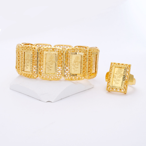 हॉटसेल अफ्रीकी और मध्य पूर्वी हस्तनिर्मित कंगन और अंगूठी सेट सुव्यवस्थित डिजाइन, उत्तम और नाजुक, सुनहरे आभूषण - Product Image 1