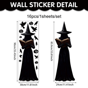 Pegatinas de PVC para Ventanas de Halloween con Diseño de Bruja, Decoraciones Espeluznantes para el Hogar, Adhesivos Estáticos para Vidrio - Product Image 6