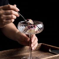 Geribbeld Coupe Glas Hoog Borosilicaat Vintage Cocktailglas Frans Dessertglas 200-300ml Gesteeld Champagne Glas voor Bar Party