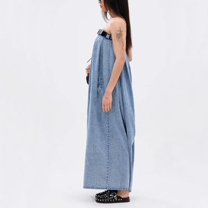 <span class=keywords><strong>Bustier</strong></span> personnalisé froncé manches bouffantes corps féminin élégant <span class=keywords><strong>Bustier</strong></span> ultra large jambe Silhouette femmes surdimensionné Denim <span class=keywords><strong>combinaison</strong></span> - Product Image 4