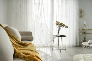 Rèm cửa sọc vải lanh polyester chất liệu voan mỏng cho phòng khách phòng ngủ - Product Image 4