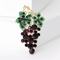 Nouvelle Broche Élégante en Métal Doré avec Strass et Motif Raisin Creux, Idéale pour Tenues Quotidiennes Décontractées
